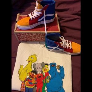 Sesame Street colors Vans with Kaws sweatshirt